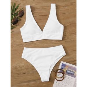 SHEIN Rib-Knit High Waist Bikini Swimsuit